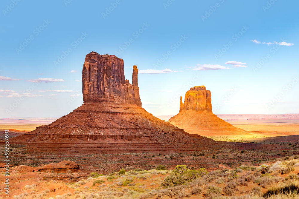 Signature view over the monuments in the Monument Valley, Arizona USA Signature view over the monuments in the Monument Valley, Arizona USA
