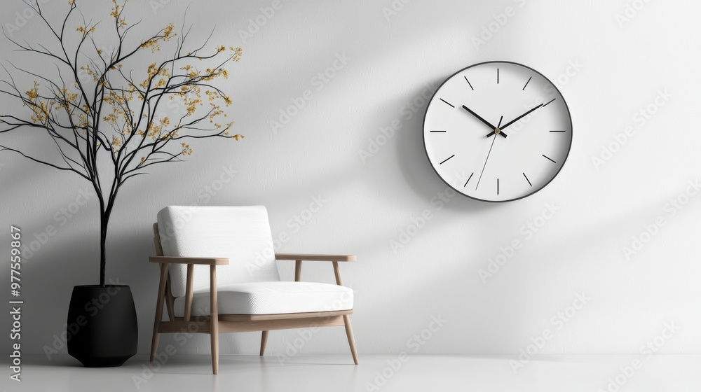 A simple and crisp wall clock image on a plain white background with ...