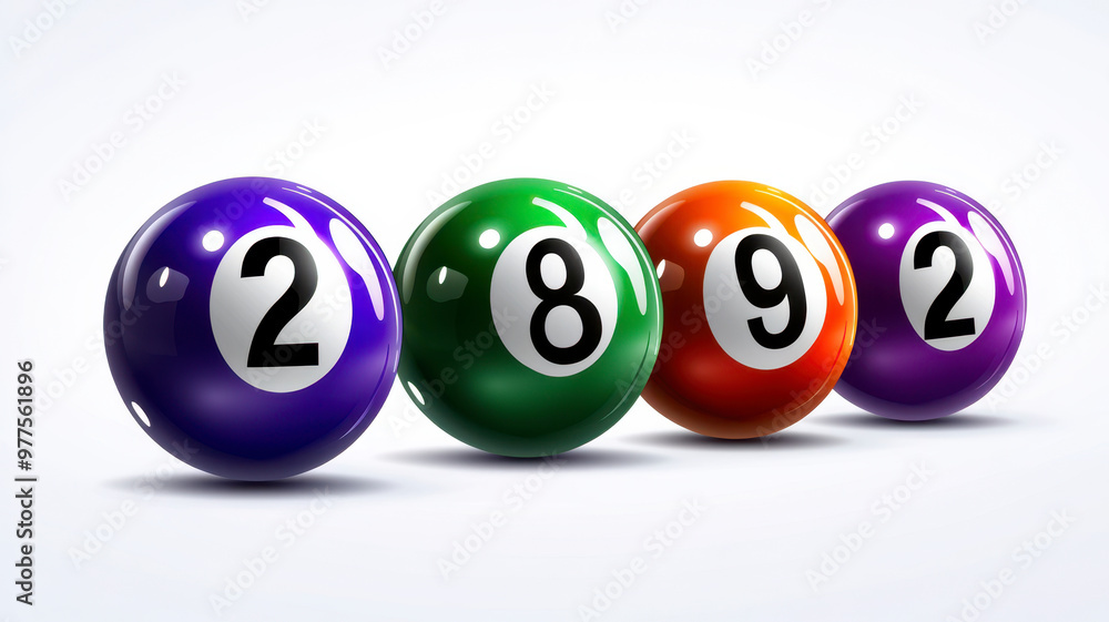 Bingo lottery balls with numbers