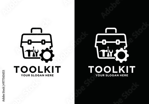 Toolbox icon design logo template. Toolbox, tools and instruments. Illustration of a place for repair, renovation and fixing tools