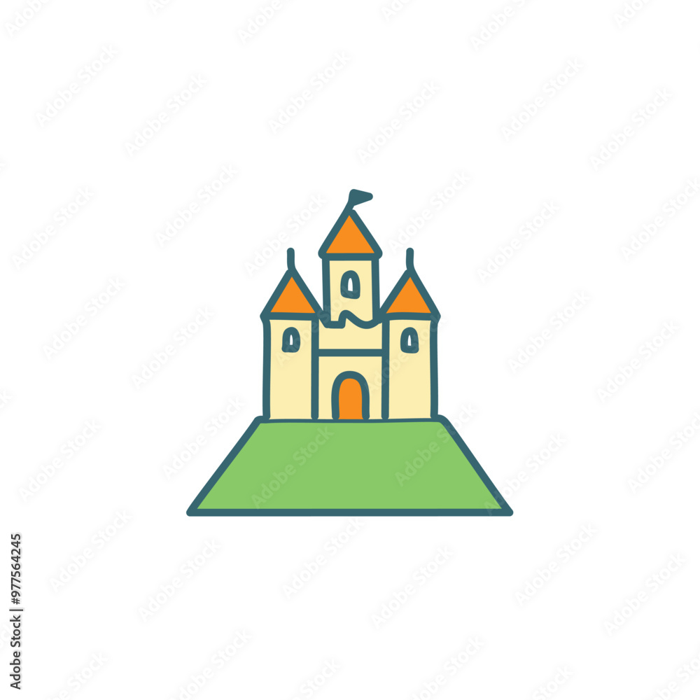 Medieval castle perched on a hill vector art illustration icon design. Icon concept design