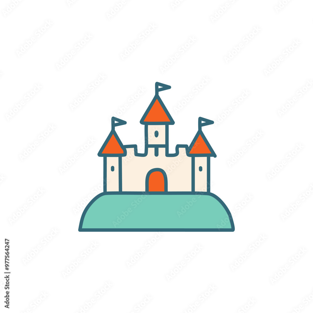 Medieval castle perched on a hill vector art illustration icon design. Icon concept design Medieval castle perched on a hill vector art illustration icon design. Icon concept design
