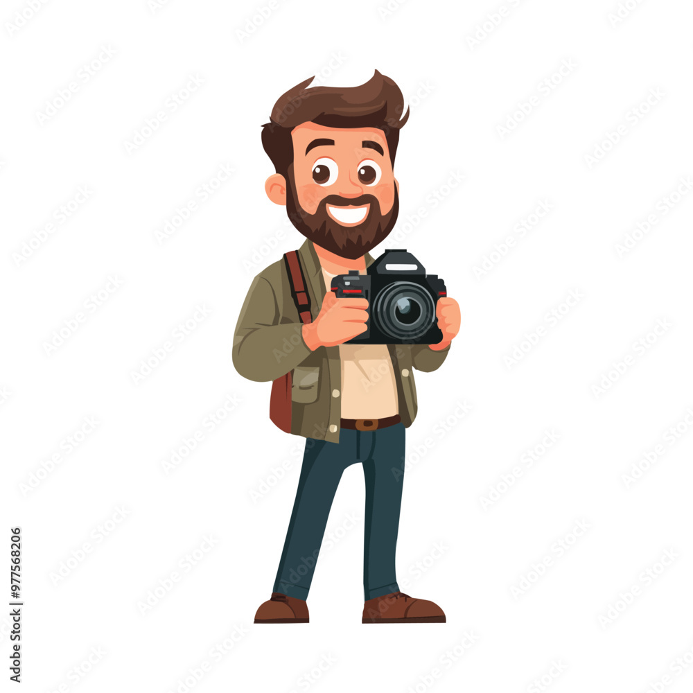 A male photographer holding a camera A male photographer holding a camera