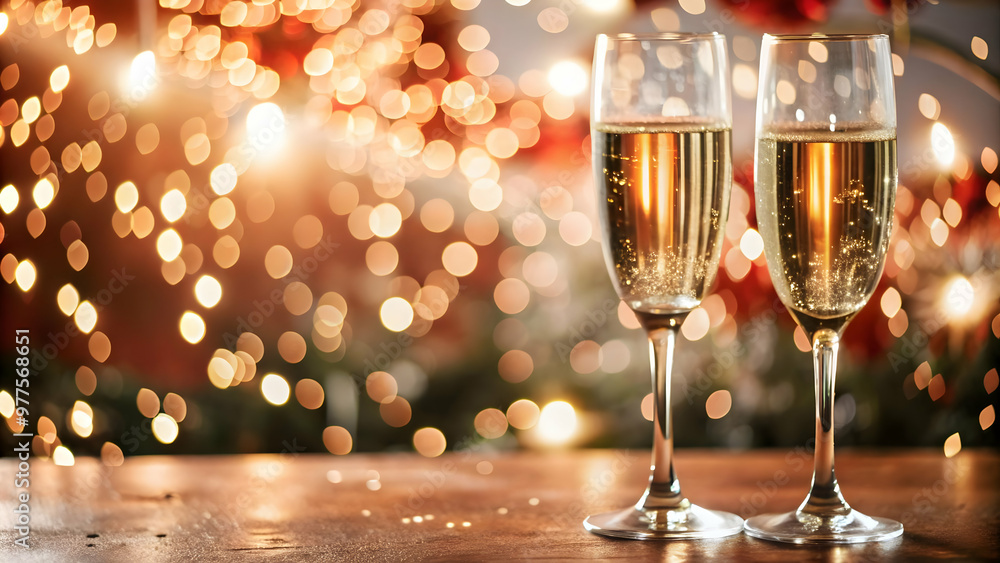 Flat Bokeh New Year Toast: Close-Up of Sparkling Champagne Glasses in Celebration and Joy for 2025 � Perfect Vector for Text Overlays Flat Bokeh New Year Toast: Close-Up of Sparkling Champagne Glasses in Celebration and Joy for 2025 � Perfect Vector for Text Overlays
