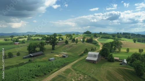 Aerial View of Rural Farmland