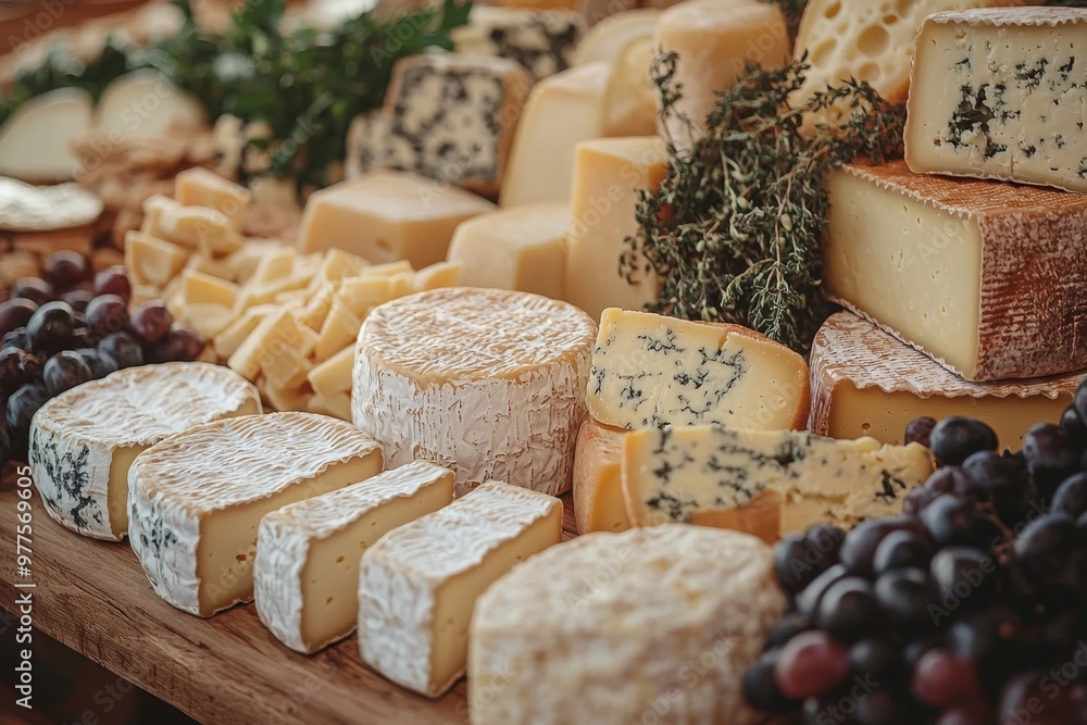 Assortment of cheese on wooden table, closeup. Dairy products. Cheese Selection. Large assortment of international cheese specialities.
Assortment of cheese on wooden table, closeup. Dairy products. Cheese Selection. Large assortment of international cheese specialities.