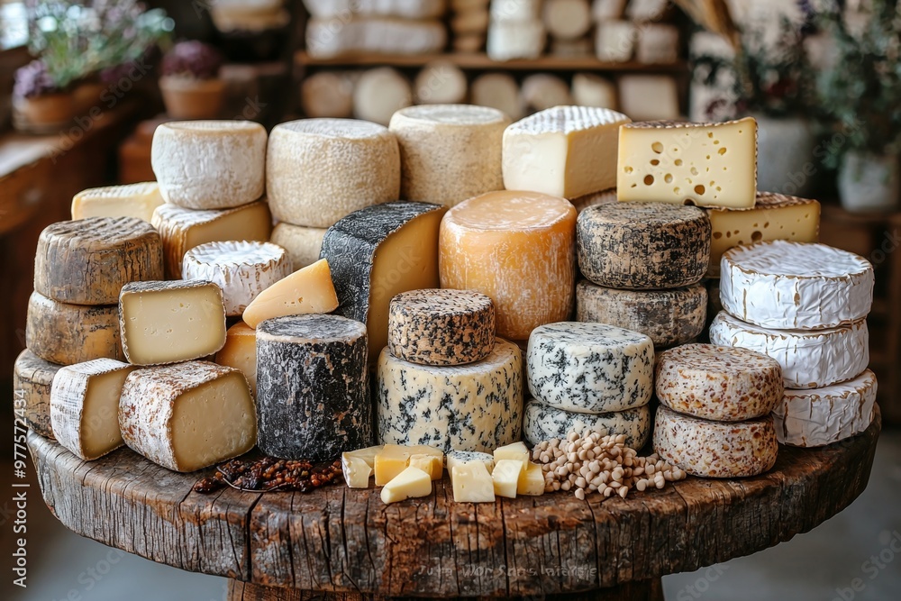 Assortment of cheese on wooden table, closeup. Dairy products. Cheese Selection. Large assortment of international cheese specialities. Assortment of cheese on wooden table, closeup. Dairy products. Cheese Selection. Large assortment of international cheese specialities.