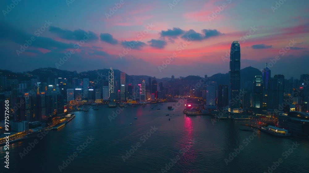Fototapeta premium Hong Kong Skyline at Sunset