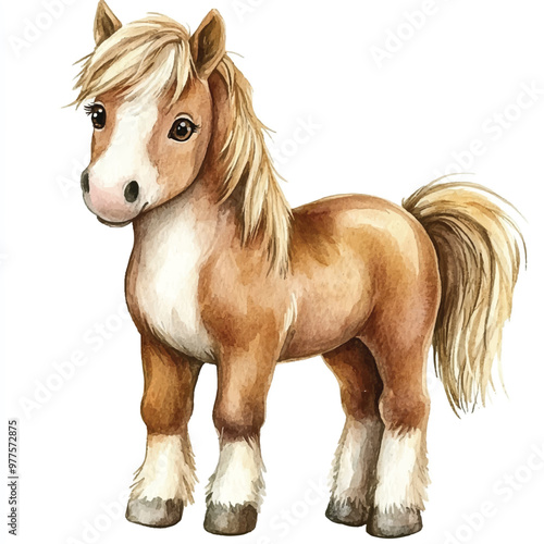 Horse watercolor clipart illustration isolated