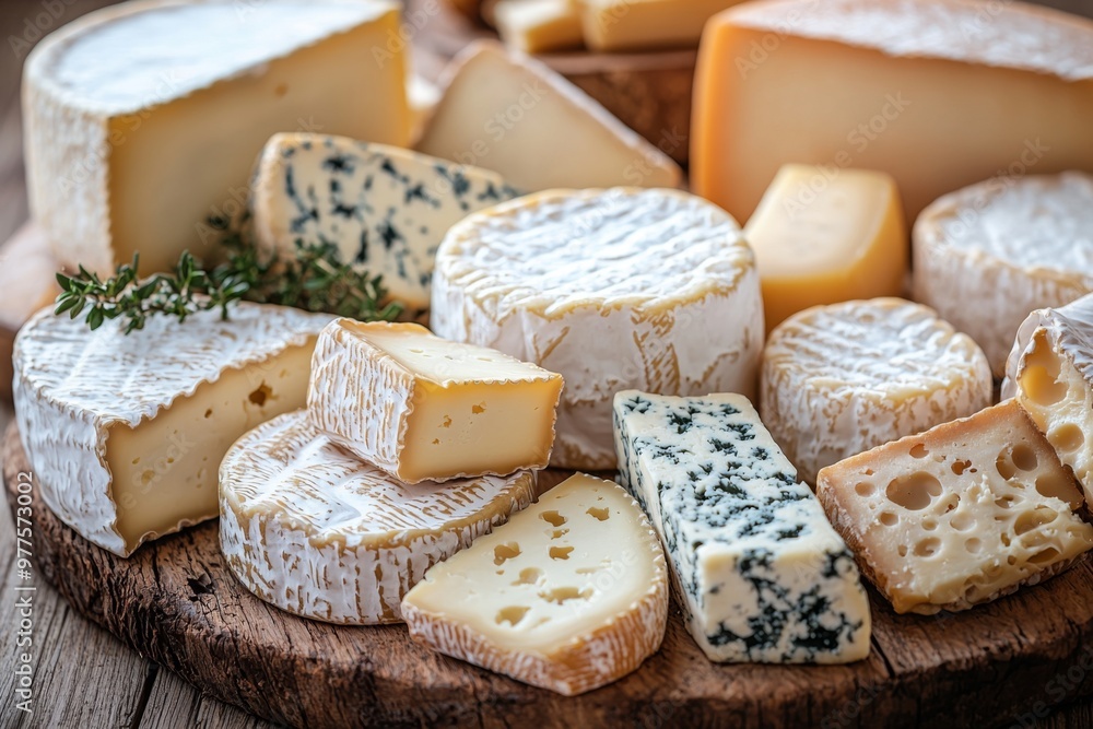 Assortment of cheese on wooden table, closeup. Dairy products. Cheese Selection. Large assortment of international cheese specialities. Assortment of cheese on wooden table, closeup. Dairy products. Cheese Selection. Large assortment of international cheese specialities.