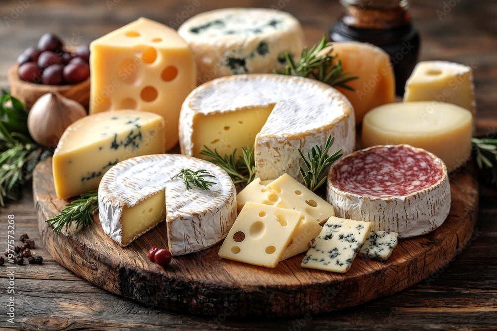 Assortment of cheese on wooden table, closeup. Dairy products. Cheese Selection. Large assortment of international cheese specialities. Assortment of cheese on wooden table, closeup. Dairy products. Cheese Selection. Large assortment of international cheese specialities.