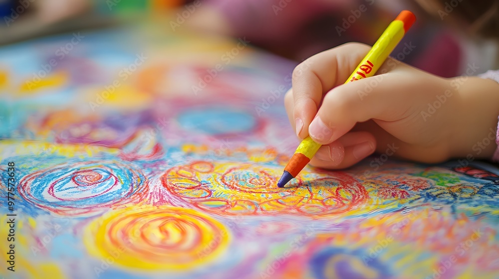 Hand Holding a Crayon Drawing on Paper: A child’s hand gripping a crayon, drawing vibrant shapes and patterns on a piece of paper.
Hand Holding a Crayon Drawing on Paper: A child’s hand gripping a crayon, drawing vibrant shapes and patterns on a piece of paper.