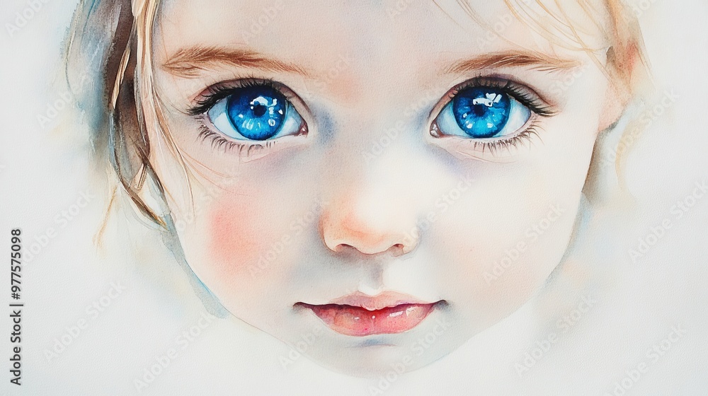 An adorable portrait of a child with striking blue eyes, capturing innocence and curiosity in a soft, artistic style. An adorable portrait of a child with striking blue eyes, capturing innocence and curiosity in a soft, artistic style.