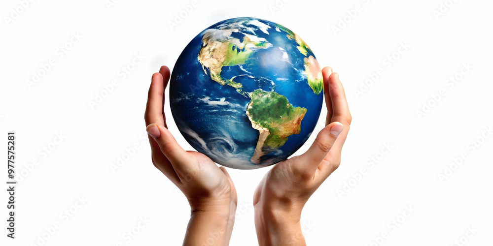 3D Floating Globe Held by Hands Symbolizing Global Responsibility for Human Rights Day - Unity and Justice Icon on White Background 3D Floating Globe Held by Hands Symbolizing Global Responsibility for Human Rights Day - Unity and Justice Icon on White Background