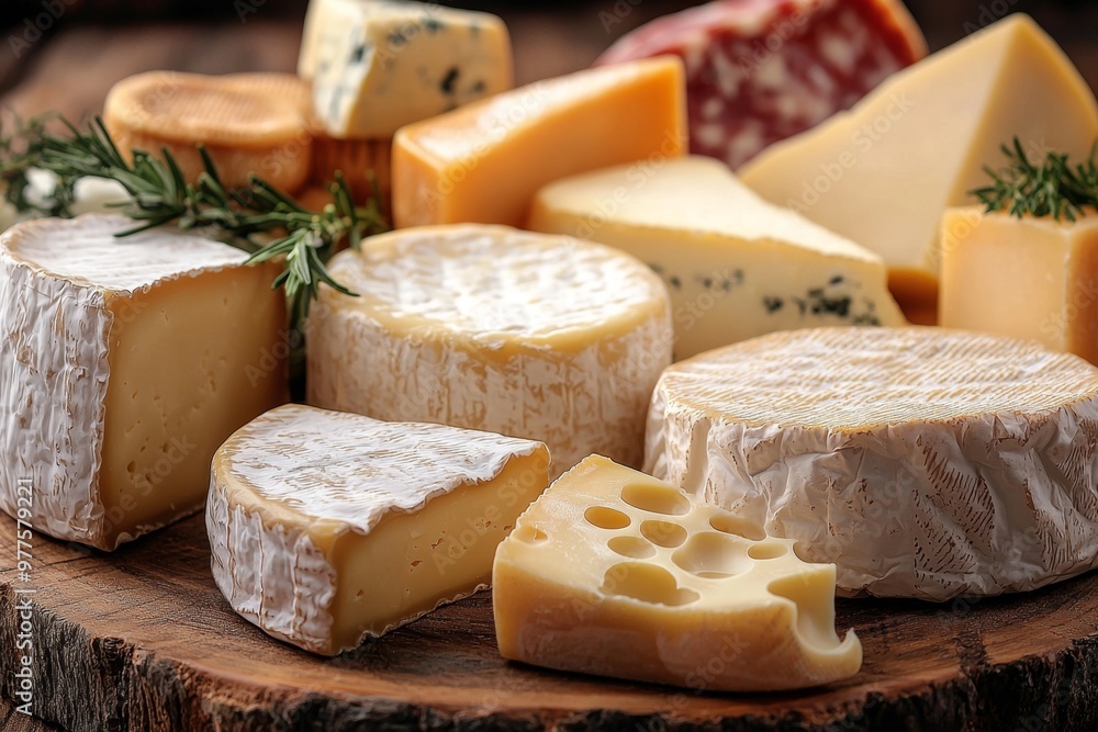 Assortment of cheese on wooden table, closeup. Dairy products. Cheese Selection. Large assortment of international cheese specialities. Assortment of cheese on wooden table, closeup. Dairy products. Cheese Selection. Large assortment of international cheese specialities.