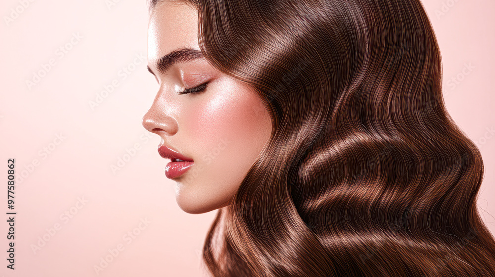 A woman with long hair and a pinkish skin tone A woman with long hair and a pinkish skin tone