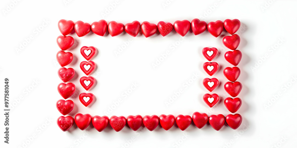 Obraz premium Flat Border Frame with Floating Hearts and Equality Symbol for Human Rights Day - Love and Equality Concept with Copy Space for Messages on Fairness and Unity
