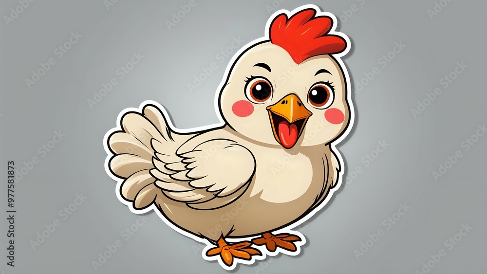 A cartoon chicken with a big smile and red comb. A cartoon chicken with a big smile and red comb.