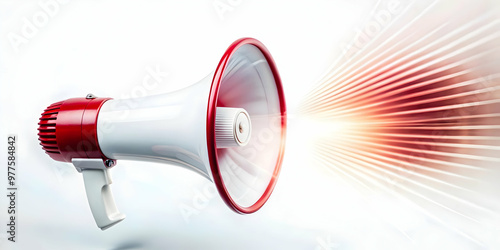 Flat Vector Illustration of a Floating Megaphone with Radiating Sound Waves Symbolizing Advocacy and Activism for Human Rights Day on a Clean White Background