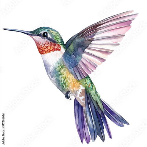 Hummingbird watercolor clipart illustration isolated