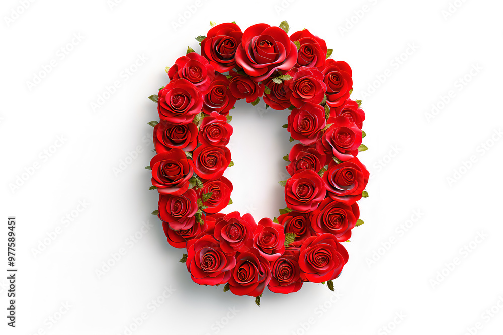 Floral Number Zero Made with Red Roses – Beautiful, Unique, and Elegant Design for Celebrations, Anniversaries, and Weddings