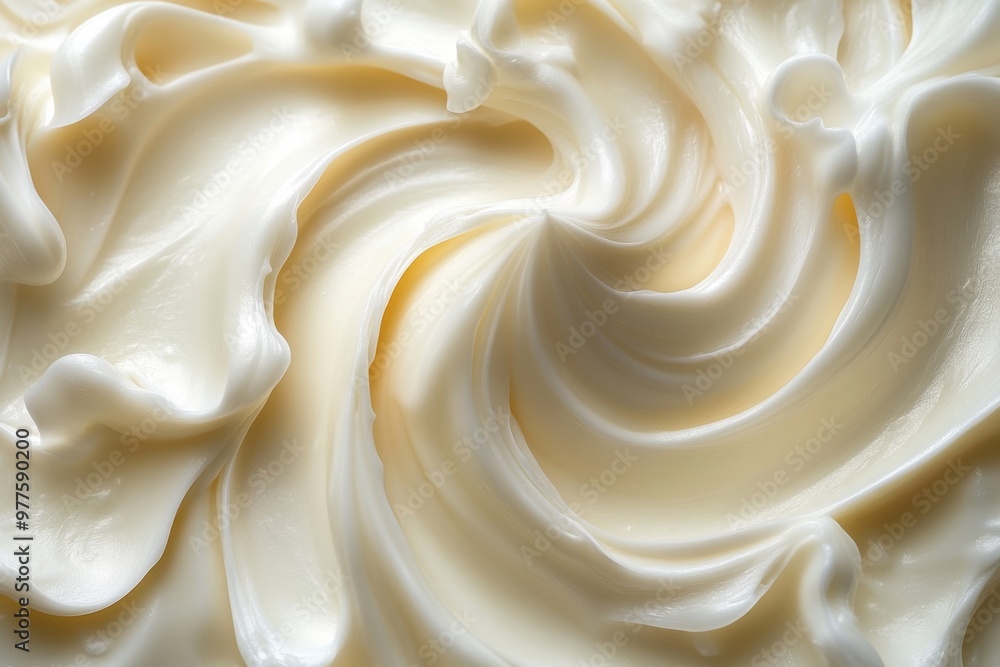 Close up of a cream swirl on white background with copy space. Close up of a cream swirl on white background with copy space.