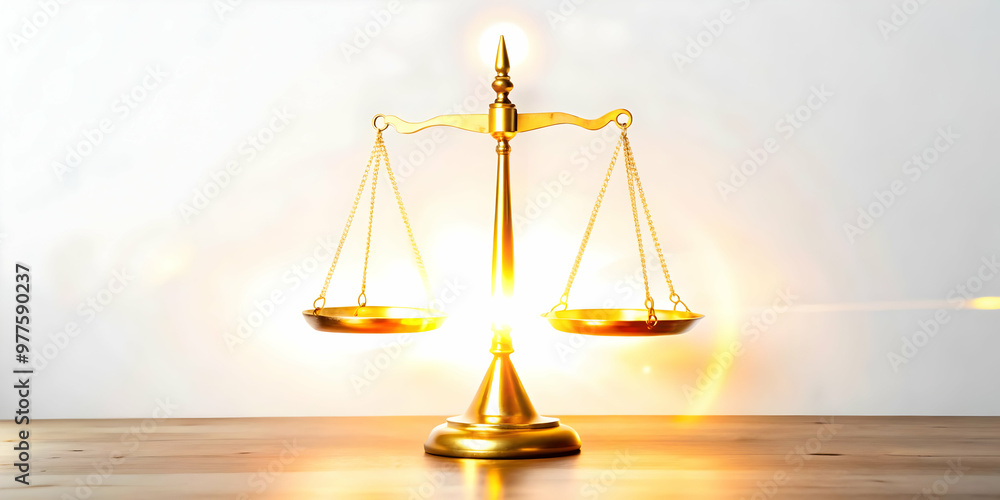 Flat Isolated Scales of Justice Icon with Glowing Effect for Human Rights Day - Modern Infographic Element Symbolizing Fairness and Equality
