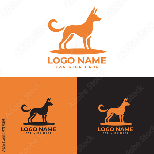 minimalist dog logo design vector template