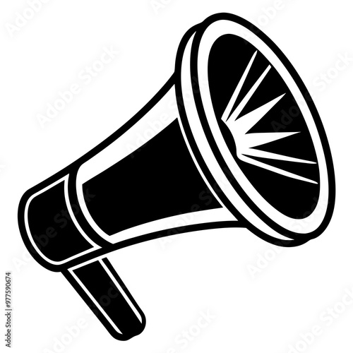 Vector megaphone illustration in cartoon, clipart, and line art styles.