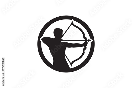 archery  clip art vector silhouette illustration isolated in white background