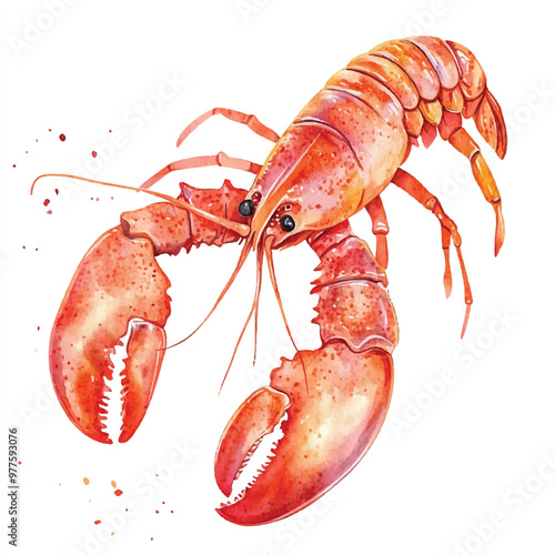 Lobster watercolor clipart illustration isolated