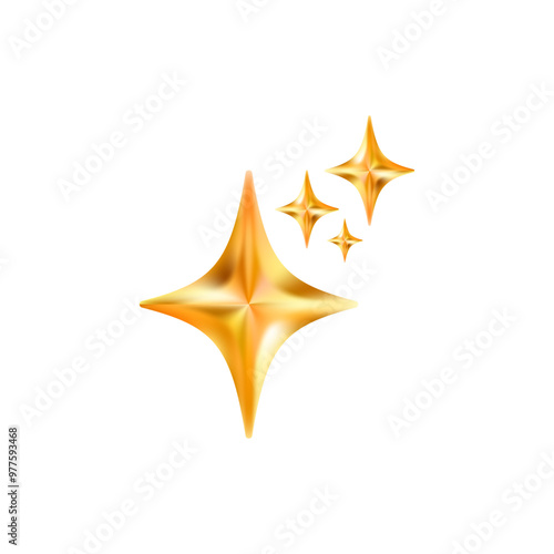 Gold star emoji icon. Glittering sparkle magic element.