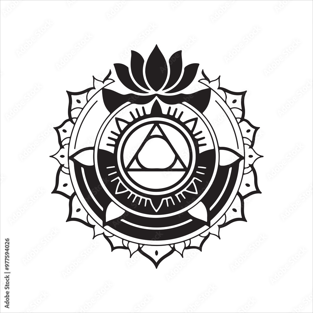 Fototapeta premium black and whitet Illustrated line art mandala.