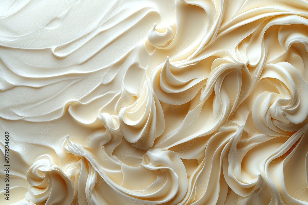 Close up of a cream swirl on white background with copy space. Close up of a cream swirl on white background with copy space.