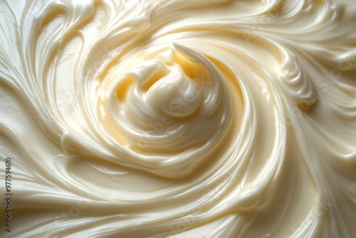 Close up of a cream swirl on white background with copy space. 