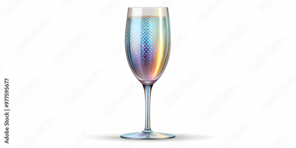 Flat Holographic Champagne Flute Base Concept - Medium Shot of Intricate Patterns and Reflections on a White Background for Elegant Branding and Marketing Flat Holographic Champagne Flute Base Concept - Medium Shot of Intricate Patterns and Reflections on a White Background for Elegant Branding and Marketing