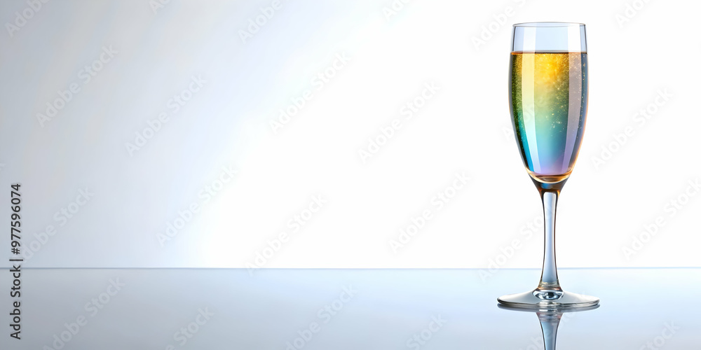 Flat Holographic Champagne Flute Rim Vector Illustration - Intricate Patterns & Reflections on White Background Flat Holographic Champagne Flute Rim Vector Illustration - Intricate Patterns & Reflections on White Background