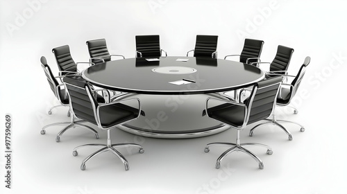 3D Icon of Candid Office Team Meeting: Team Collaborating on 2025 Goals in Meeting Room with Calendar References, Isolated on White Background