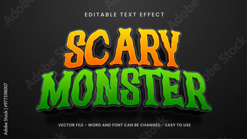 Editable text effect with scary monster 3D style