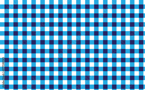 Gingham plaid pattern blue and white checkered tablecloth pattern