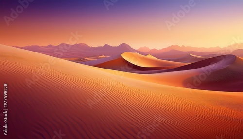 Sunset over desert dunes