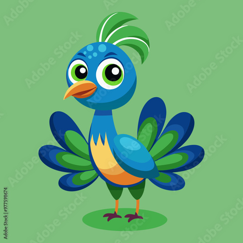 Download Cute Peacock Bird Cartoon Vector Icon Illustration. Eps File For Design. photo