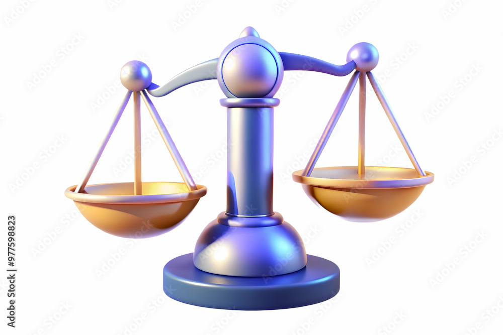 3D Glowing Scales of Justice Icon for Human Rights Day - Fairness and Equality Infographic Concept on Isolated White Background 3D Glowing Scales of Justice Icon for Human Rights Day - Fairness and Equality Infographic Concept on Isolated White Background