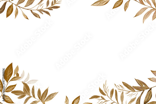 PNG Botanical leaf border frame backgrounds pattern line. photo