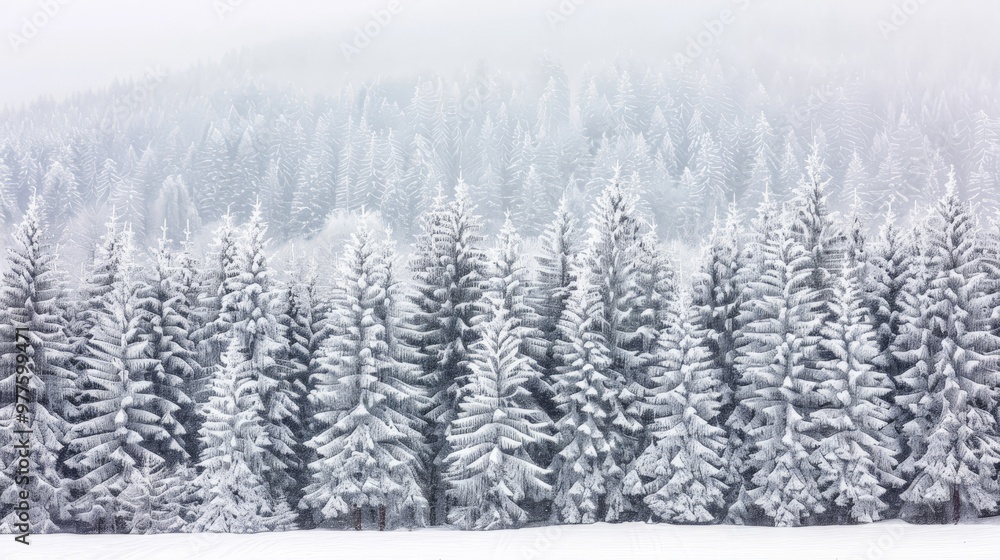Forest of pine trees covered in fresh snow Forest of pine trees covered in fresh snow