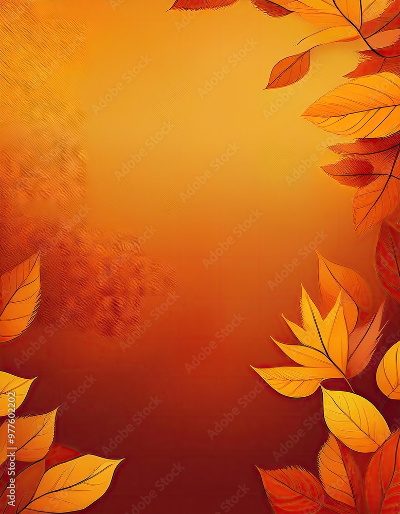 Fototapeta premium Autumn leaves frame a warm sky