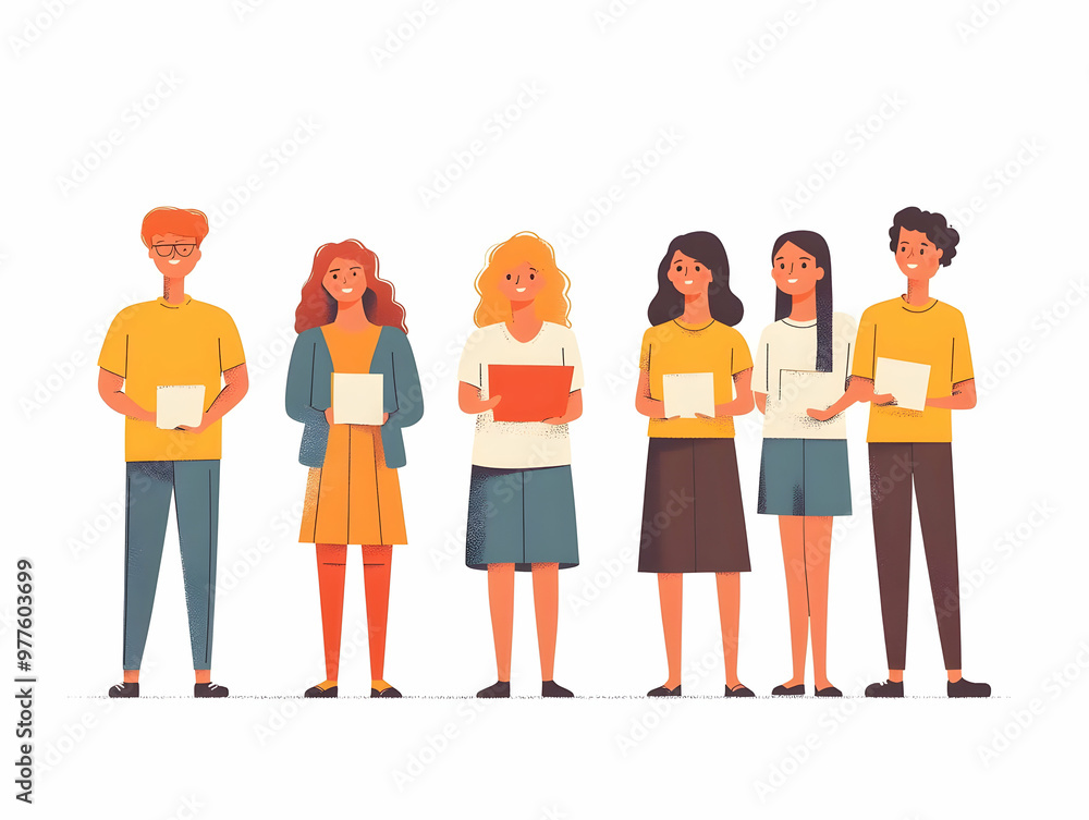 Obraz premium Flat Vector Illustration of Candid Community Outreach: Volunteers Engaging with Community on HIV/AIDS Awareness