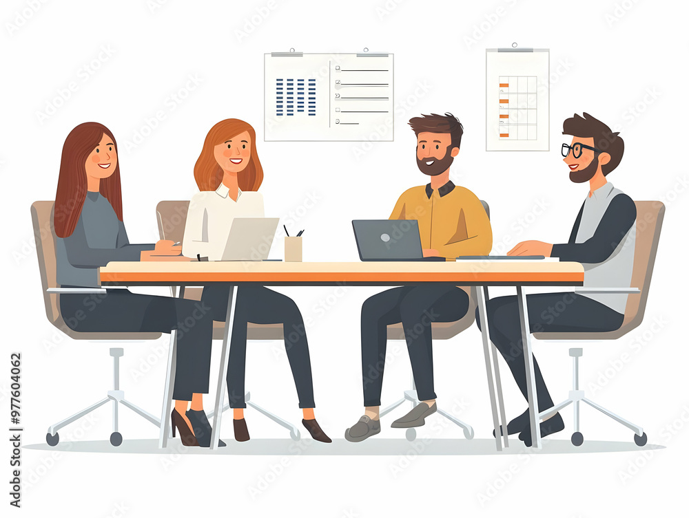 Flat Vector Illustration of a Creative Team Brainstorming Ideas for 2025, Capturing Candid Moments and Collaboration Energy with Calendars Flat Vector Illustration of a Creative Team Brainstorming Ideas for 2025, Capturing Candid Moments and Collaboration Energy with Calendars