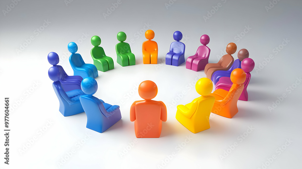 3D Candid Peer Support Group for HIV/AIDS - Capture Genuine Moments of Support and Empathy in a Circle of Care - Isolated Icon on White Background 3D Candid Peer Support Group for HIV/AIDS - Capture Genuine Moments of Support and Empathy in a Circle of Care - Isolated Icon on White Background