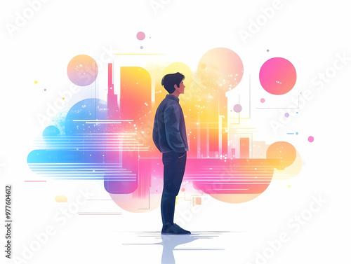 Wallpaper Mural Modern Flat Holographic Calendar Background: A 2025 Design with Glowing Colors & Abstract Shapes for Innovative Business Presentations Torontodigital.ca